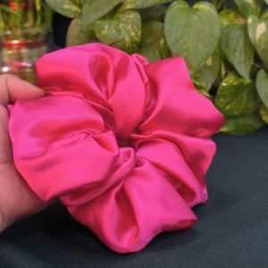 Pink Satin Hair Scrunchies