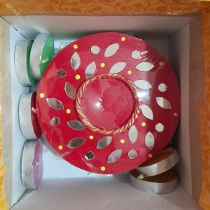 Red Wooden Tea Light Coaster