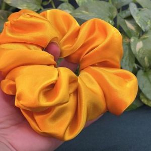 Yellow Satin Hair Scrunchies