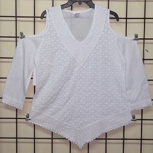 Fashionable Ladies White Poly Cotton Embroidered Top
