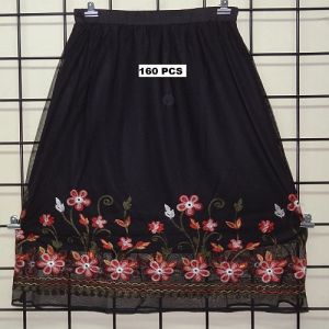 Ladies Black Polyester Embroidered Skirt