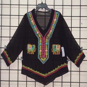 Ladies Comfortable Black Polyester Georgette Embroidered Top