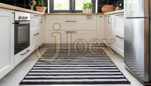 Black And White Striped Floor Mat