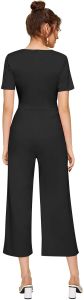 Ladies Black Belted Wide Leg Jumpsuit