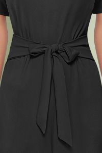 Ladies Black Belted Wide Leg Jumpsuit