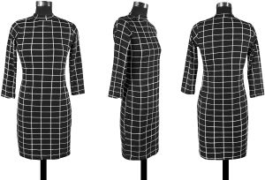 Ladies Black Checked Bodycon Casual Dress