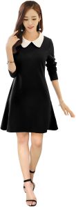 Ladies Black Collar Casual Dress