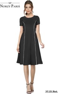 Ladies Black Fit Flare Casual Dress