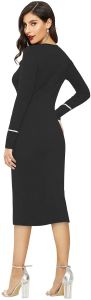 Ladies Black High Neck Bodycon Midi Dress