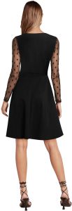 Ladies Black Mesh Sleeve Skater Dress