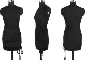 Ladies Black Ruched Bodycon Party Dress