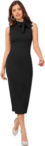 Ladies Black Sleeveless Bodycon Midi Dress