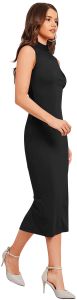 Ladies Black Sleeveless Bodycon Midi Dress