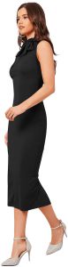 Ladies Black Sleeveless Bodycon Midi Dress