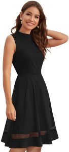 Ladies Black Sleeveless Fit Flare Dress