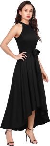 Ladies Black Sleeveless High Low Party Dress