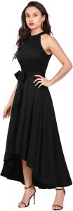 Ladies Black Sleeveless High Low Party Dress