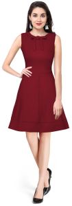 Ladies Burgundy Charm Sleeveless A-Line Dress