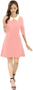 Ladies Chic Peach Collar Neck Dress