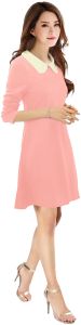 Ladies Chic Peach Collar Neck Dress