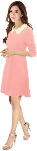 Ladies Chic Peach Collar Neck Dress