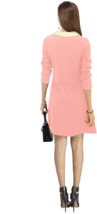 Ladies Chic Peach Collar Neck Dress