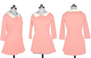 Ladies Chic Peach Collar Neck Dress
