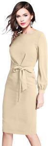 Ladies Chiku Full Sleeve Belted Midi Dress