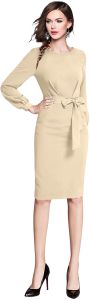 Ladies Chiku Full Sleeve Belted Midi Dress