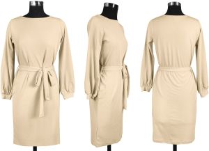 Ladies Chiku Full Sleeve Belted Midi Dress