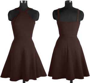 Ladies Coffee Halter Neck Skater Dress