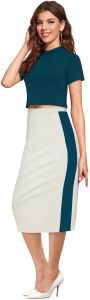 Ladies Designer Crop Top Midi Skirt Set