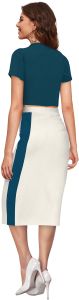 Ladies Designer Crop Top Midi Skirt Set