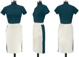 Ladies Designer Crop Top Midi Skirt Set
