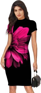 Ladies Digital Floral Bodycon Midi Dress