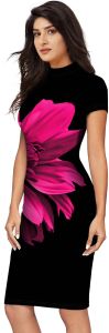 Ladies Digital Floral Bodycon Midi Dress