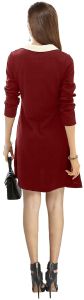 Ladies Elegant Maroon Collar Casual Dress