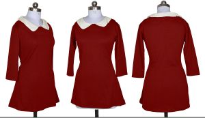 Ladies Elegant Maroon Collar Casual Dress