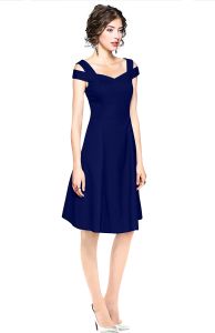 Ladies Fashionable Blue Cold Shoulder Dress