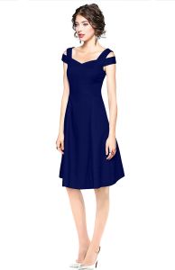 Ladies Fashionable Blue Cold Shoulder Dress