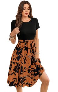 Ladies Floral Print Fit And Flare Dress