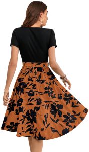 Ladies Floral Print Fit And Flare Dress