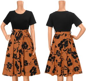 Ladies Floral Print Fit And Flare Dress