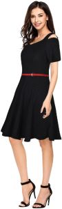 Ladies Graceful Black Fit And Flare Dress