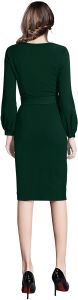 Ladies Green Full Sleeve Belted Midi Dress