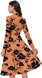Ladies Long Sleeve Floral Skater Dress