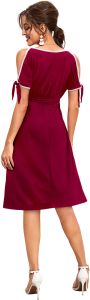 Ladies Maroon Cold Shoulder Casual Dress
