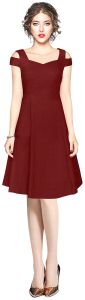 Ladies Maroon Cold Shoulder Dress