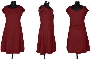 Ladies Maroon Cold Shoulder Dress