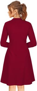Ladies Maroon Full Sleeve Fit And Flare Dress
